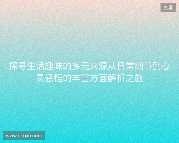 探寻生活趣味的多元来源从日常细节到心灵感悟的丰富方面解析之旅
